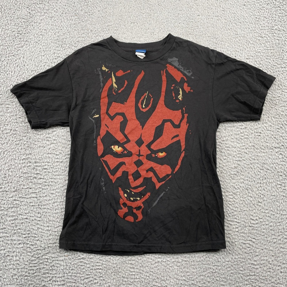 Star Wars T-Shirt Boys Large Black Darth Maul Graphic Mad Engine Short Sleeve